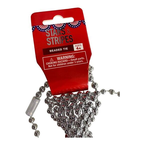 Stars & Stripes Necklace Beaded Tie Patriotic Kids 4+ NEW - Picture 5 of 5